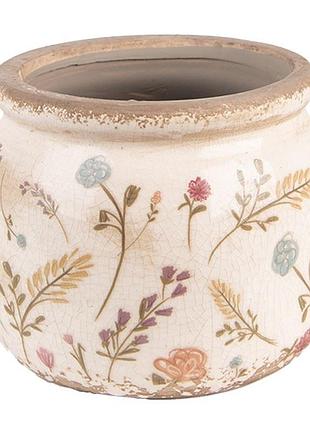 Керамічне кашпо для квітів в вінтажному стилі colored flowers, 12*9 см, nd-6ce1551s nai