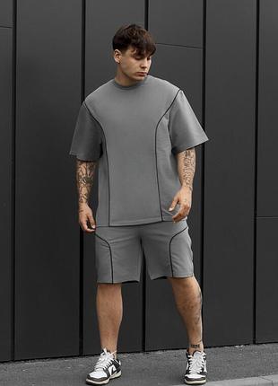 Мужской летний комплект футболка + шорты staff bor gray