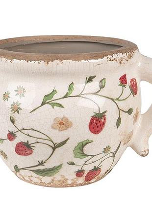 Керамічне кашпо для квітів в вінтажному стилі strawberries, 17*14*12 см, nd-6ce1635 nai