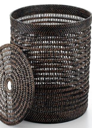 Корзина для белья с крышкой плетеная изо ротанга, 38*50 см, nd-71046-black nai