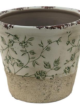 Керамічне кашпо для квітів в вінтажному стилі pastel green, 16*16 см, nd-6ce1384l nai
