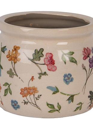 Керамічне кашпо для квітів в вінтажному стилі colored flowers, 12*10 см, nd-6cecfl0001s nai