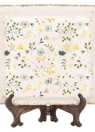 Декоративна тарілка з підставкою в вінтажному стилі colored flowers, 22*22 см, nd-6ce2019 nai
