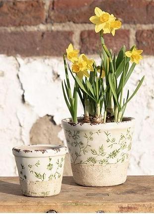 Керамічне кашпо для квітів в вінтажному стилі pastel green, 12*10 см, nd-6ce1384m nai