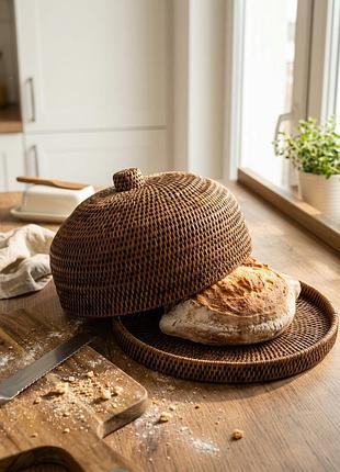 Хлібниця з кришкою плетена з натурального ротанга, 30*16 см, nd-71072-brown nai