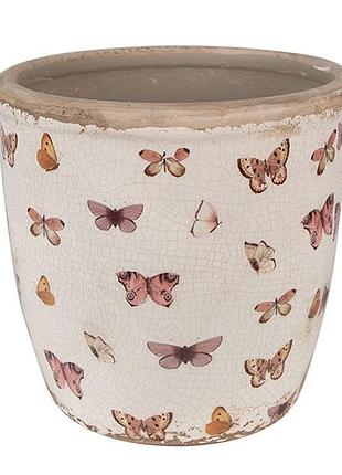 Керамическое кашпо для цветов в винтажном стиле butterflies, 16*16 см, nd-6ce1661l nai