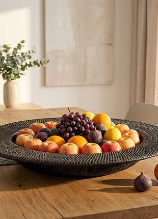 Велика фруктовниця плетена з натурального ротанга, 60*10 см, nd-71068-black nai