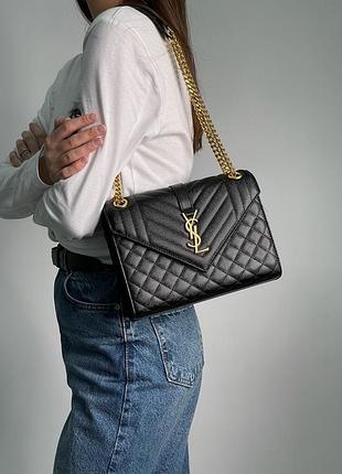 Сумка envelope saint medium in quilted grain de laurent poudre embossed leather