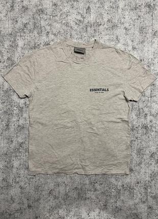 Футболка fear of god essentials logo tee oatmeal (оригінал)