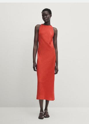 Лляна сукня massimo dutti