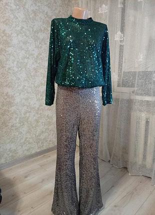 Яркие женские брюки в пайетке, от h&amp;m