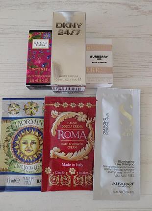 Набор миниатюр gucci, dkny, burberry