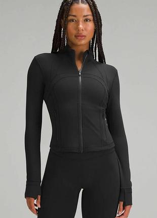 Толстовка на блискавці lululemon, спортивна чорна кофта з прорізом під палець
