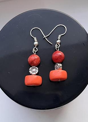 Серьги из натурального коралла корал сережки