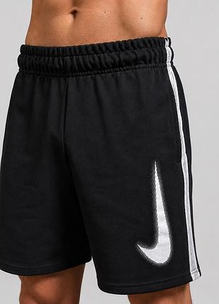 Чоловічі спортивні шорти nike чорні 100% бавовна swoosh до коліна оригінал