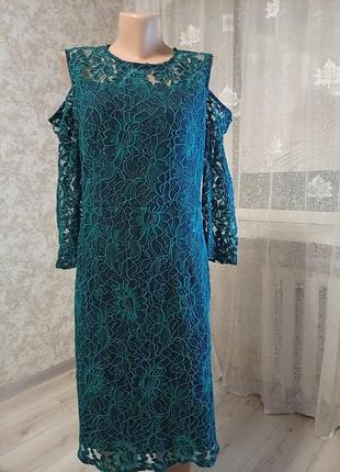 Ажурное праздничное платье, изумрудного цвета, от dorothy perkins