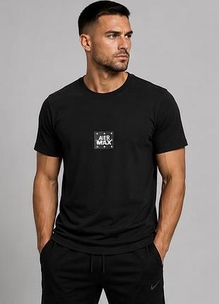 Чоловіча футболка nike air max чорна 100% бавовна літня спортивна