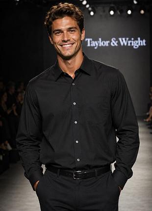 Чоловіча сорочка taylor & wright чорна, розмір xxl (бавовна/поліестер)