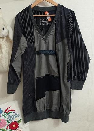 Оригинальная хлопковая туника / мини-платье desigual в стиле пэчворк, р. s-m.