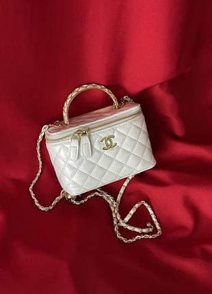 Сумка жіноча клатч chanel класична lambskin білий шанель