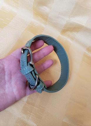 Шкіряний нашийник для собак (35 см), колір м'ята / аквамарин