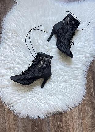 Хілси heels джинсові сіточка ботільйони для танців на шнурівці