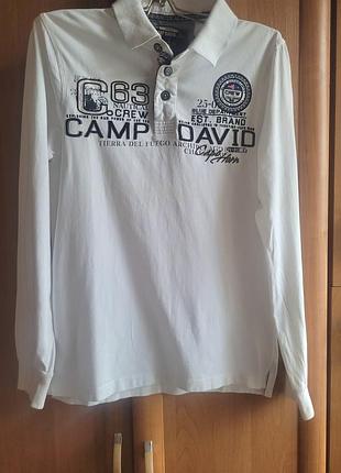Чоловіче біле поло лонгслів camp david nautical crew (розмір s)