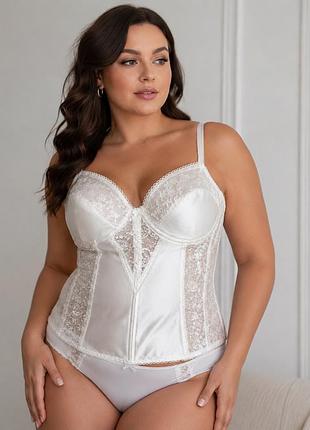 Корсет-бюстьє di lorenzo lingerie  елегантний корсет у молочному кольорі з ніжним мереживом