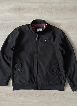 Чоловіча куртка харрінгтон lambretta harrington jacket чорна розмір 2xl бомбер з червоною підкладкою в клітинку тартан fraser