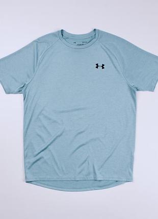 Чоловіча спортивна футболка джерсі голубого кольору under armour the tech tee heatgear