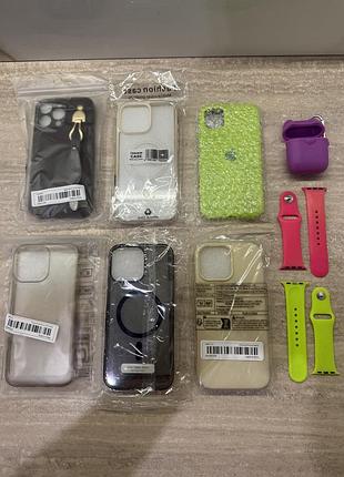 Мега-лот аксесуарів apple: чохли iphone 16 pro max, iphone 11, ремінці apple watch 40mm, чохол airpods