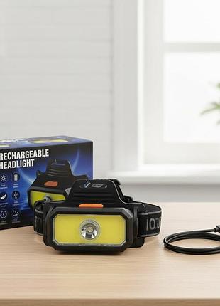 Светодиодный налобный фонарь 1500 лм 6 режимов аккумулятор 18650 usb черный bl-5102 для туризма и ремонта