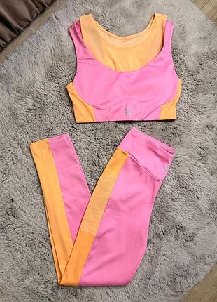 Спортивний костюм комплект designed for fitness df оригінал лосини та топ розмір s рожевий