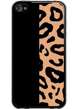 Чехол 2d пластиковый на телефон iphone 4 пятна леопарда "4269t-15-58250"