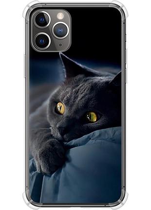 Чехол силикон с усиленными углами на телефон iphone 11 pro дымчатый кот "825sp-1788-58250"