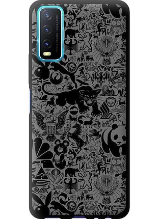 Чехол tpu на телефон vivo y20 чёрно-серый стикер бомбинг "2432b-2078-58250"