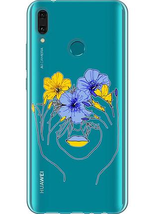 Чехол силиконовый патриотический на телефон huawei y9 2019 девушка v4 "5276u-1602-58250"