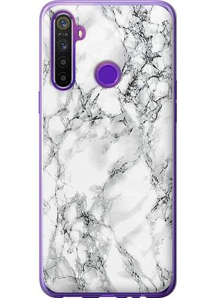 Чехол 2d пластиковый на телефон realme 5 мрамор белый "4480t-1862-58250"