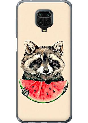 Чохол силіконовий на телефон xiaomi redmi note 9 pro єнотик з кавуном "4605u-1911-58250"