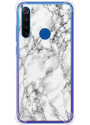 Чехол силикон с усиленными углами на телефон xiaomi redmi note 8t мрамор белый "4480sp-1818-58250"