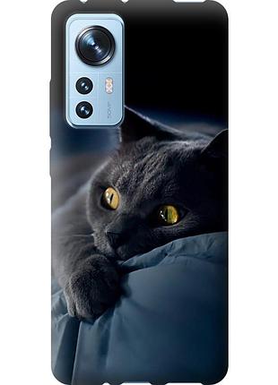 Чехол силиконовый на телефон xiaomi 12 дымчатый кот "825u-2555-58250"