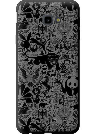 Чехол tpu на телефон samsung galaxy j4 plus 2018 чёрно-серый стикер бомбинг "2432b-1594-58250"