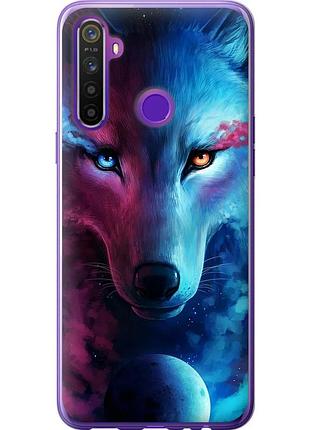 Чехол 2d пластиковый на телефон realme 5 арт-волк "3999t-1862-58250"