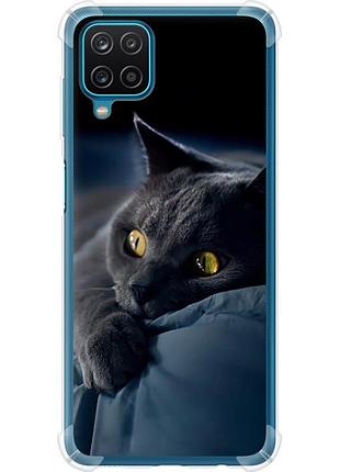 Чехол силикон с усиленными углами на телефон samsung galaxy a12 a125f дымчатый кот "825sp-2201-58250"