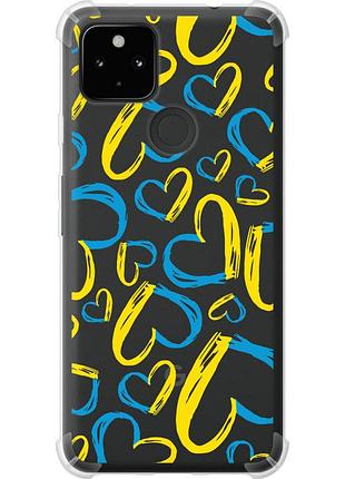 Чехол силикон с усиленными углами патриотический на телефон google pixel 5a сердца ua "5292sp-2286-58250"