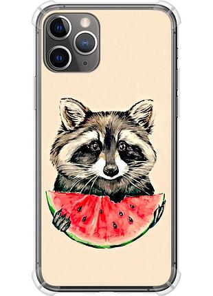 Чохол силіконовий протиударний с посиленими кутами на телефон iphone 11 pro єнотик з кавуном "4605sp-1788-58250"