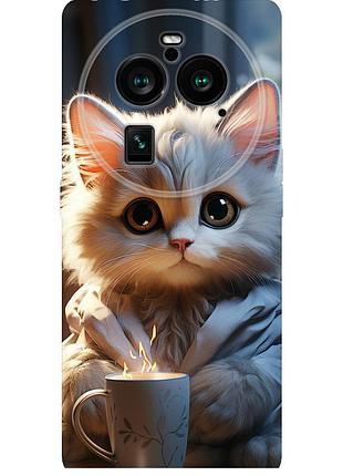 Чехол силиконовый на телефон oppo find x6 pro white cat "5646u-3041-58250"