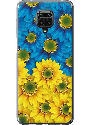 Чехол силиконовый патриотический на телефон xiaomi redmi note 9 pro жёлто-голубые цветы "1048u-1911-58250"
