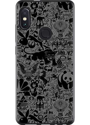 Чохол 2d пластиковий на телефон xiaomi redmi note 5 чорно-сірий стікер бомбінг "2432t-1516-58250"