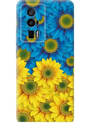Чехол силиконовый патриотический на телефон xiaomi redmi k60 pro жёлто-голубые цветы "1048u-3457-58250"